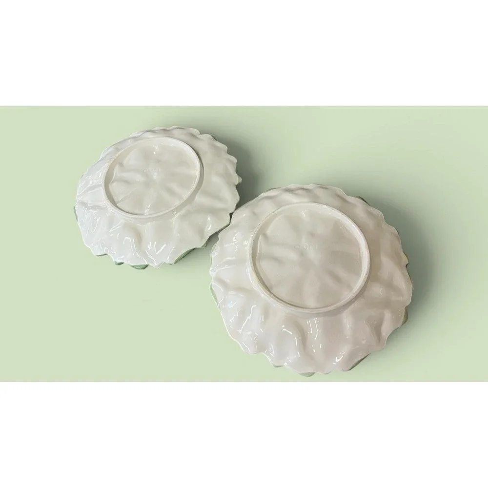 2 Fitz & Floyd Omnibus Poinsettia Christmas Dessert Snack Canape Plates Vintage